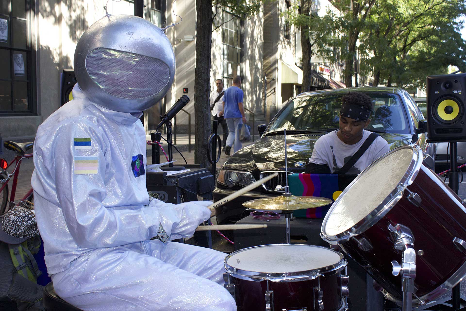 Astronaut drummer, Providence Parking Day.